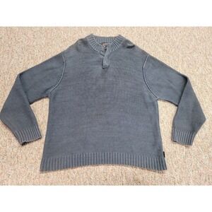 Woolrich Sweater Mens XL Blue Heavy Knit Henley Neck Fisherman Outdoors Rugged